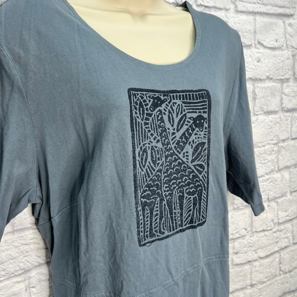 Vintage Piccalino Plus Womens Short Sleeve Dress Size 16W Blue Graphic Pocket - Picture 4 of 7